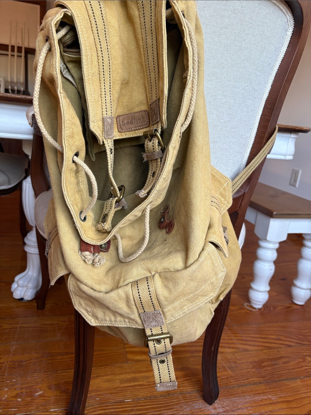 BED|STU Canvas Drawstring Backpack in Khaki